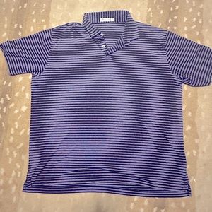 Peter Millar navy and white stripe XXL.  Featherweight performance polo.
